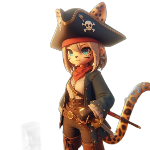 staff, concept art, fantasy art, 3d render, pixel art, animated, pirate-themed, character transparent PNG cut-out