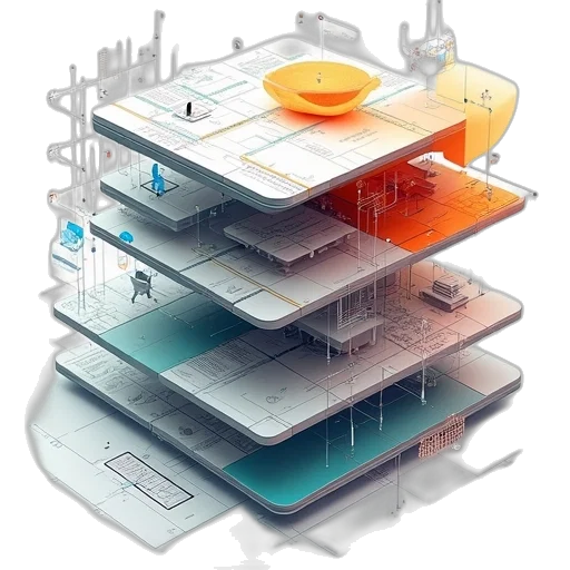 building, concept art, 3d render, cyberpunk transparent PNG cut-out