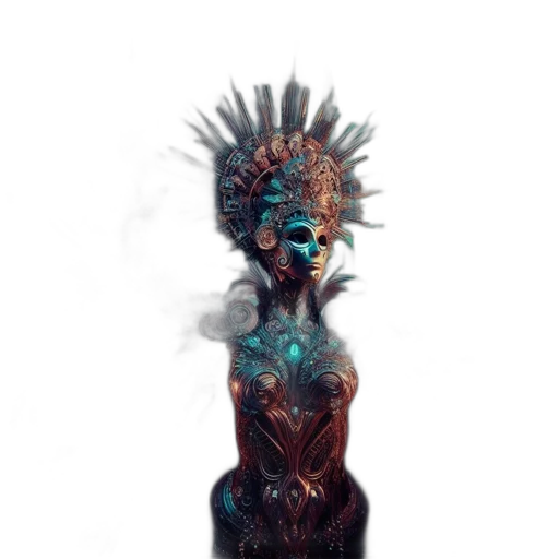 crown, jewelry, staff, mask, 3d render, concept art, fantasy art, photorealistic transparent PNG cut-out