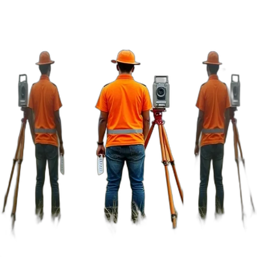 staff, robot, 3d render, man, orange, shirt, hat, standing transparent PNG cut-out