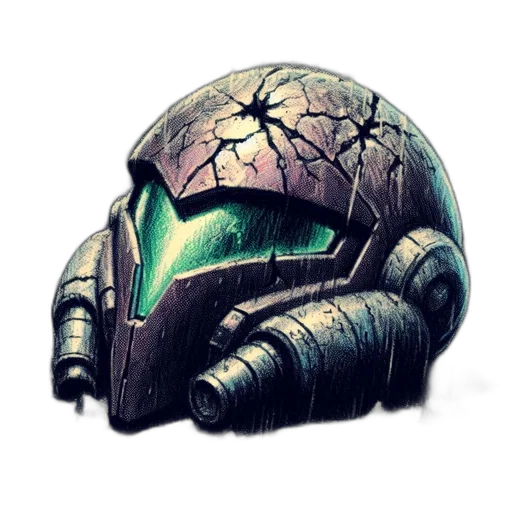 mask, robot, weapon, hat, concept art, fantasy art, pixel art, watercolor transparent PNG cut-out