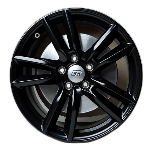 close-up, image, black, alloy, wheel, silver, center, cap transparent PNG cut-out