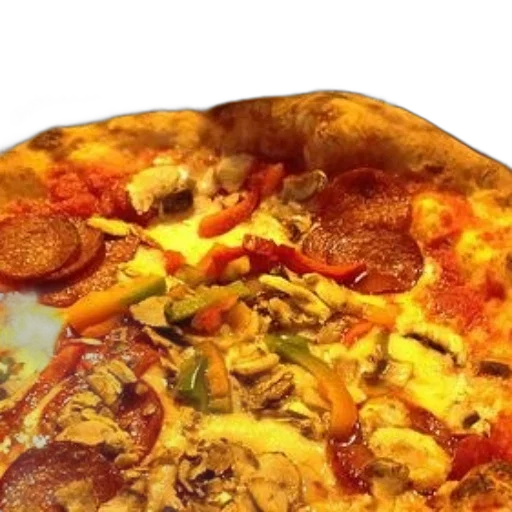 food, 3d render, photorealistic, delicious, pizza, pepperoni, bell, peppers transparent PNG cut-out