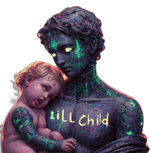 pixel art, cyberpunk, vaporwave, concept art, neon lights, green, unusual, humanoid transparent PNG cut-out