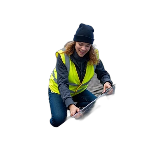 staff, jacket, hat, umbrella, person, installing, solar, panels transparent PNG cut-out