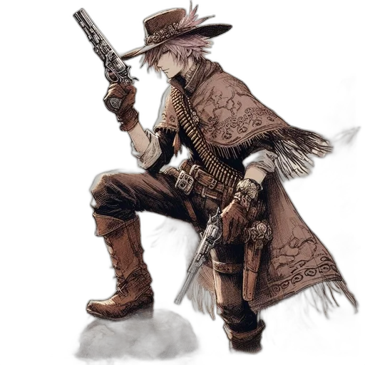 weapon, staff, jacket, concept art, fantasy art, comic book art, watercolor, character transparent PNG cut-out