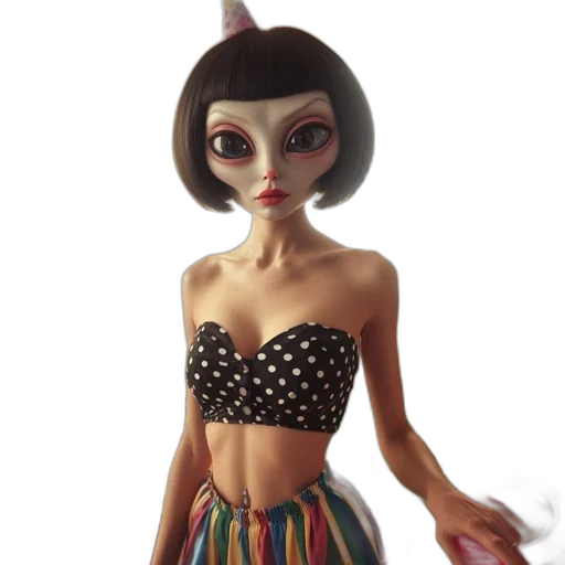dress, 3d render, concept art, cartoon, fantasy art, outer space, unusual, woman transparent PNG cut-out