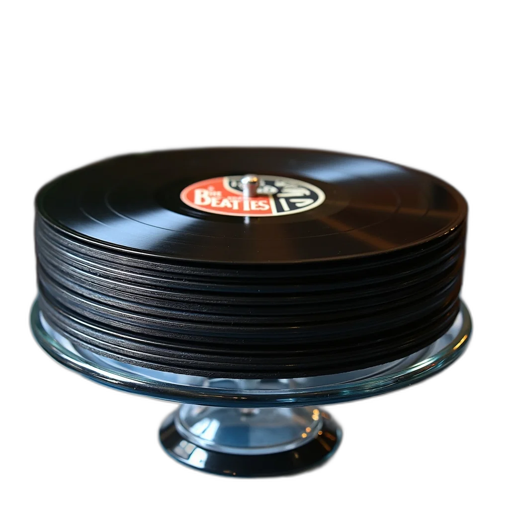 crown, food, hat, jewelry, 3d render, stack, vinyl, records transparent PNG cut-out