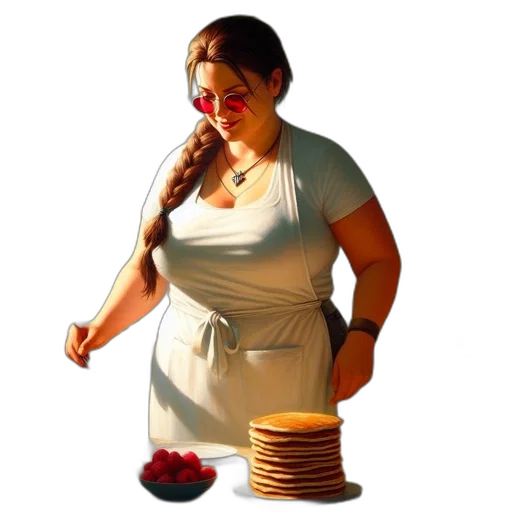 food, dress, staff, jewelry, 3d render, concept art, photorealistic, woman transparent PNG cut-out