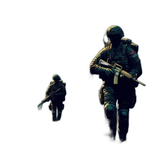 weapon, robot, mask, jacket, concept art, pixel art, 3d render, cyberpunk transparent PNG cut-out