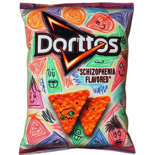 food, vaporwave, uniquely, designed, doritos, bag, colorful, abstract transparent PNG cut-out