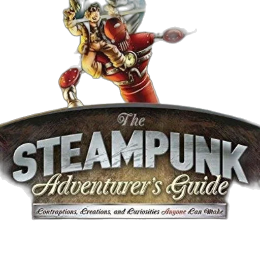 steampunk, adventurer, guide, book, cover, featuring, colorful, illustration transparent PNG cut-out