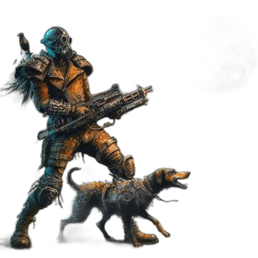 weapon, animal, creature, concept art, fantasy art, pixel art, comic book art, blue transparent PNG cut-out