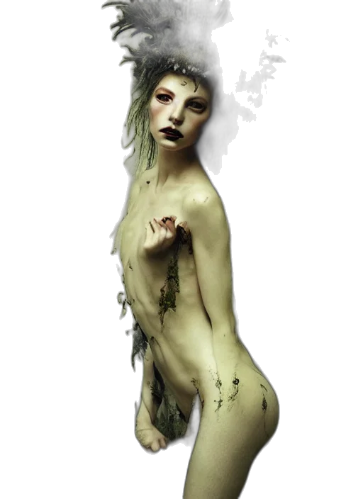 creature, dress, mask, fantasy art transparent PNG cut-out