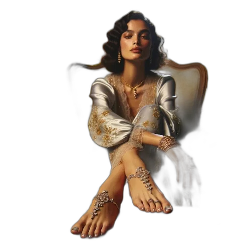 jewelry, dress, shoes, photorealistic, concept art, oil painting, fantasy art, elegantly transparent PNG cut-out