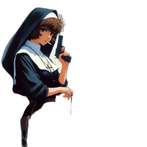 jacket, dress, umbrella, staff, concept art, pixel art, comic book art, photorealistic transparent PNG cut-out