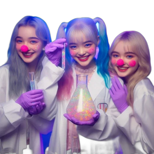 hair, mask, vaporwave, concept art, neon lights, outer space, neon, three transparent PNG cut-out