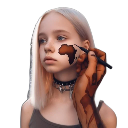 hair, mask, jewelry, face, fantasy art, cyberpunk, anime, photorealistic transparent PNG cut-out