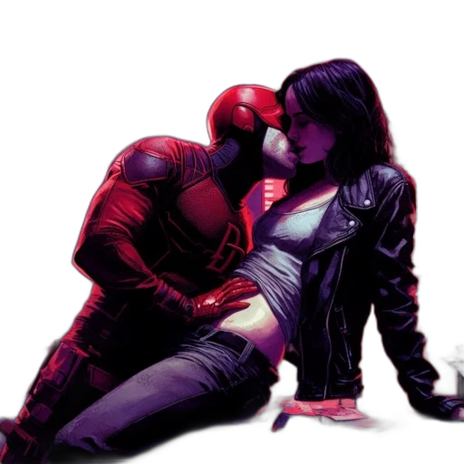 comic book art, concept art, pixel art, cyberpunk, neon lights, red, two, individuals transparent PNG cut-out