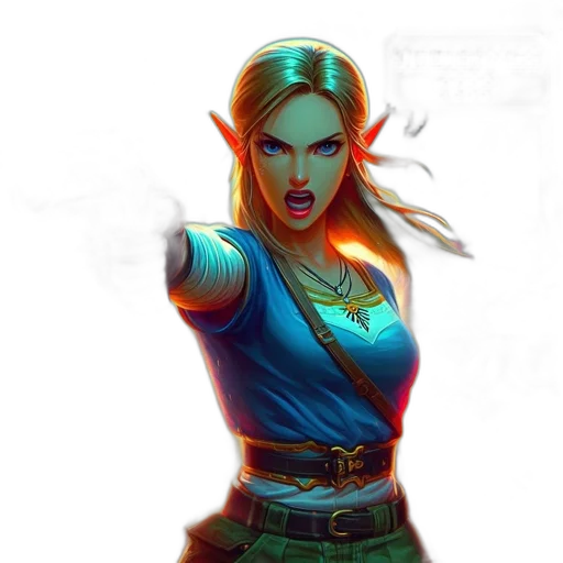 staff, fantasy art, concept art, comic book art, pixel art, blue, green, elven transparent PNG cut-out