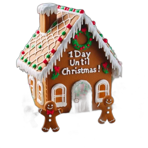 3d render, snow, gingerbread, house, day, until, christmas, sign transparent PNG cut-out