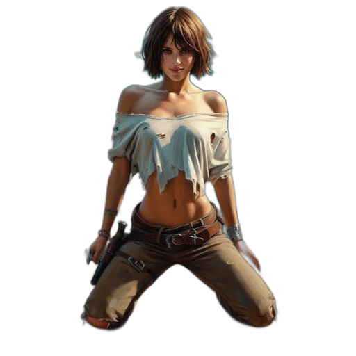 weapon, jacket, staff, dress, concept art, fantasy art, pixel art, photorealistic transparent PNG cut-out