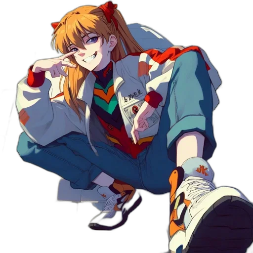 jacket, staff, robot, animal, anime, vaporwave, pixel art, concept art transparent PNG cut-out