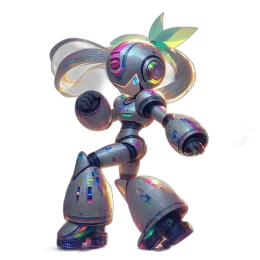 robot, weapon, staff, concept art, vaporwave, pixel art, 3d render, outer space transparent PNG cut-out