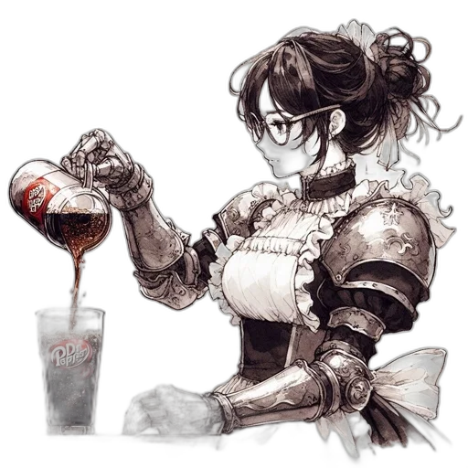 robot, food, concept art, fantasy art, watercolor, pixel art, monochrome, dark transparent PNG cut-out