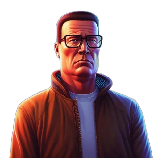 jacket, face, robot, staff, comic book art, concept art, 3d render, photorealistic transparent PNG cut-out