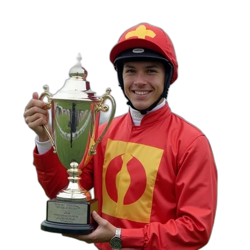 staff, crown, jockey, poses, winner, trophy, day transparent PNG cut-out
