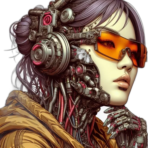 robot, face, mask, cyberpunk, comic book art, concept art, fantasy art, red transparent PNG cut-out