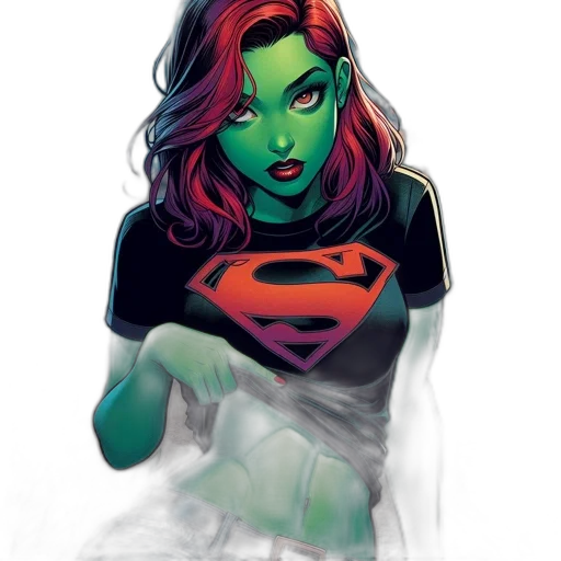 comic book art, concept art, fantasy art, cartoon, green, neon, green-skinned, woman transparent PNG cut-out
