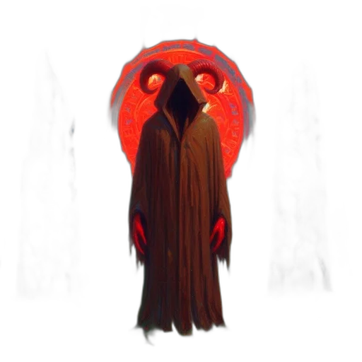 mask, creature, staff, hair, concept art, fantasy art, 3d render, pixel art transparent PNG cut-out