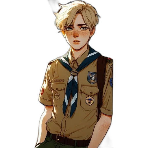 staff, jacket, weapon, pixel art, concept art, cartoon, fantasy art, earth tones transparent PNG cut-out