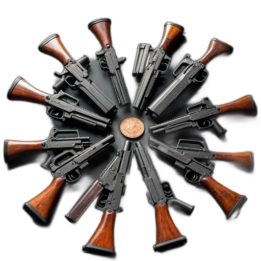 weapon, crown, furniture, staff, collection, various, firearms, displayed transparent PNG cut-out