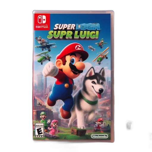 animal, creature, concept art, 3d render, mario, runs, alongside, husky transparent PNG cut-out