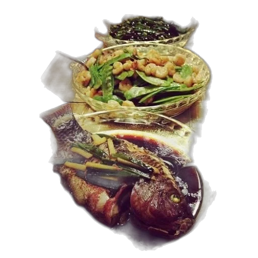 food, photorealistic, plate, fish, side, vegetables, bowl, greens transparent PNG cut-out