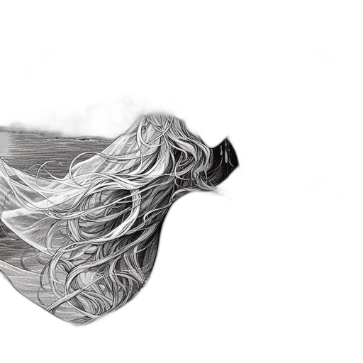 hair, mask, dress, crown, photorealistic, pencil sketch, 3d render, concept art transparent PNG cut-out