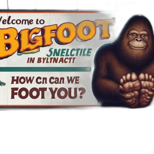 shoes, creature, food, animal, vintage, billboard, advertises, bigfoot transparent PNG cut-out