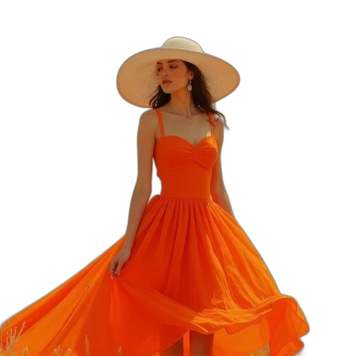 dress, hat, photorealistic, 3d render transparent PNG cut-out