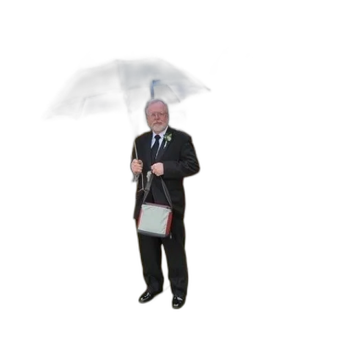 umbrella, staff, jacket, 3d render, photorealistic, concept art, rain, man transparent PNG cut-out