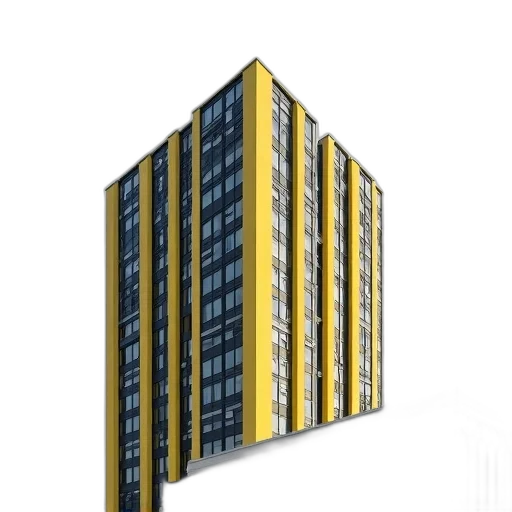 building, 3d render, photorealistic, concept art, city street, golden, monochrome, modern transparent PNG cut-out