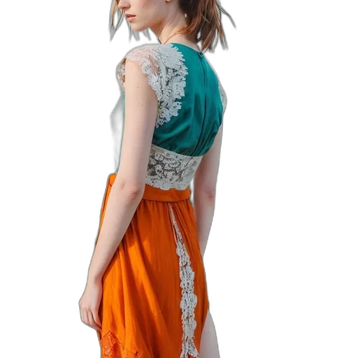 dress, staff, photorealistic, monochrome, earth tones, colorful, green, young transparent PNG cut-out