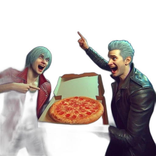 food, 3d render, concept art, vaporwave, two, animated, characters, one transparent PNG cut-out