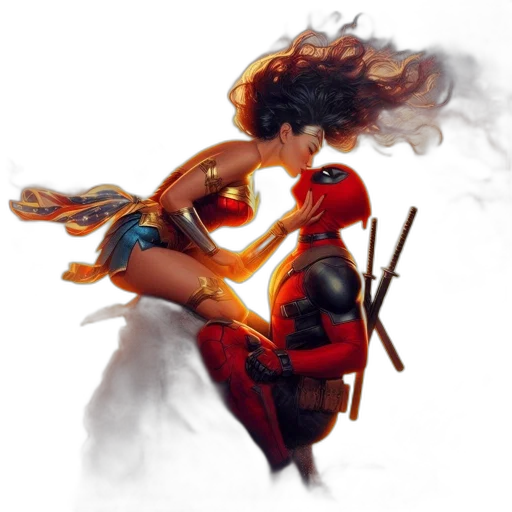 comic book art, concept art, fantasy art, pixel art, fire, red, two, costumed transparent PNG cut-out