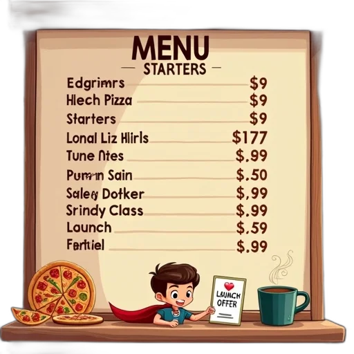 food, concept art, 3d render, pixel art, menu, board, variety, pizza transparent PNG cut-out
