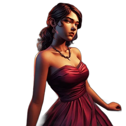 dress, jewelry, concept art, fantasy art, 3d render, photorealistic, red, dark transparent PNG cut-out
