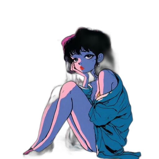 dress, creature, mask, face, vaporwave, concept art, anime, watercolor transparent PNG cut-out