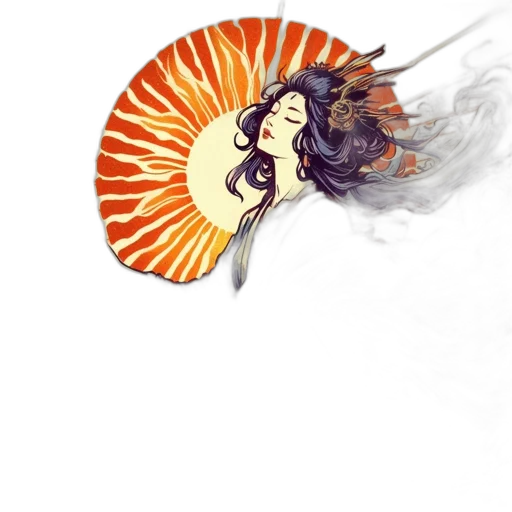 umbrella, dragon, flower, staff, fantasy art, concept art, watercolor, anime transparent PNG cut-out